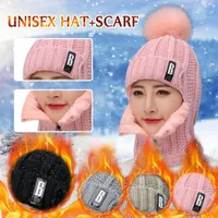 Ball Caps Coral Fleece Winter Hat Beanies Women's Scarf Warm Breathable Wool Knitted For Women Double Layers Protection