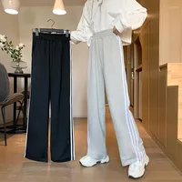Women's Pants Harajuku Jogger Women Side Stripe Wide Leg Straight Trousers Fashion Casual Oversized 3XL Streetwear High Waist Sweatpants