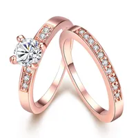 Couple Ring 18K Rose Gold Platinum Crystal Zircon Women Men Forever Love Ring Fashionable Stylish Luxury Designed Jewelry Wedding 218P
