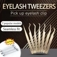 False Eyelashes LAKANAKU Stainless Steel Eye Lashes Tweezers Fake Curler Extension Nippers Applicator Clip Makeup Tools