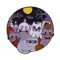 Halloween pumpkin kitty brooch badge ghost horror pins zombie cats