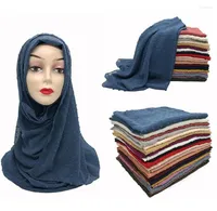 Scarves Women Muslim Plain Bubble Chiffon Hijab Scarf Solid Color Long Shawls And Wraps Georgette Head Ladies Hijabs