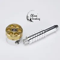 Six Shooter Brass Smoking Pipe 4 6 Inch Aluminum Brass Pipes Heavy Metal Pipe in Golden&Sliver Color274S