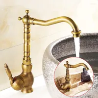 Bathroom Sink Faucets Faucet Antique Bronze 360 Degree Turn Basin Water Tap Single Handle Cold And