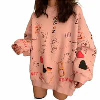 women's Hoodies & Sweatshirts HOUZHOU Women Oversize Pink Top 90s Aesthetic Kawaii Sweetshirts For Girls Harajuku Streetwear Vintage Korean 92Eb#