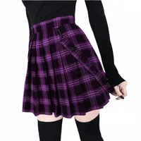 skirts S-3XL Summer Women Skirt High Waist Pleated Plaid Female Cute Sweet Girls Dance Mini Mujer 14kY#