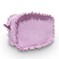 Kosmetiska väskor fall seersucker ruffle rosa/lila randig lagring utgör kvinnlig dam med dragkedja resväska dom1031978 220930