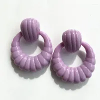 Dangle Earrings UJBOX Fashion Heavy Removable Resin For Women Purple Geometric Round Drop Wholesale Bulk