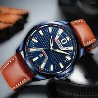 Wristwatches Curren Men Watches Fashion Wrist Business Blue Male Leather Watch Relogio Masculino 8379