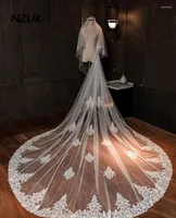 Bridal Veils NZUK Veil White Lace Applique Cathedral Wedding Vail Bride Blusher With Comb Velo Para Vestido De Novia