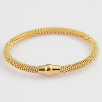 Bangle Fashion Women Men Magnetic Color Rose Gold Stainless Steel Round ed Wire Cuff Clasp Bracelets Jewelry245C