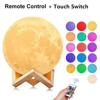 3D Moon Lamp Bedroom Decoration LED Night Lights Lighting Luminaria USB 16 Color Lamp Moon with Controller for Kid's Gift Lig219v