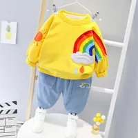 Clothing Sets Spring Baby Boy Clothes Set Infant Kids Rainbow Hoodies Jeans Two Piece Suit Casual Toddler Girl Outfits Born Tracks295n