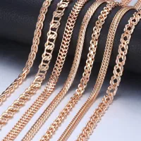 Chains Personalize Necklace For Women Men 585 Rose Gold Venitian Curb Snail Foxtail Link Fashion Jewelry 50cm 60cm CNN11246R
