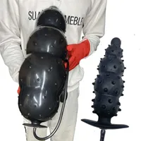 Sexo juguete masajeador inflable anual consolador columna de silicona incorporada F12cm Buttug Dilator Massaje de pr￳stata G Estimular 18 Sexo juguete