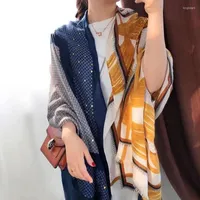 スカーフ冬のファッションSjaal Shawl Cotton太い大きなサイズの格子縞の女性スカーフゴールデンシルバールーレックスフラワープリントウォームラップケープフェム