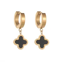 Charm Earrings Temperament Lucky Four leaf Grass Ear Buckle Stainless Steel Electroplated Earrings Creative New Female Jewelry GC1687