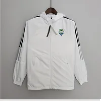 22-23 Seattle Sounders FC Veste masculine Soccer Windbreaker Jerseys Full Hooded Windbreakers Mens Fashion Coat Custom Custom