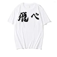 Anime haikyuu hinata shoyo impressão t-shirts karasuno voleibol clube t  masculino 100% algodão oversized