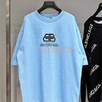 المصمم Balenciga Mens قمصان 22 الصيف الأوروبية الأمريكية للأزياء العلامة التجارية قفل جولة العنق القطن القطن القصيرة