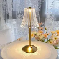 Lampes de table Creative Cristal Lamp LED Touch Dimming Desk Portable Wireless Wireles Wiless Protection Night Light Resturant Decorative