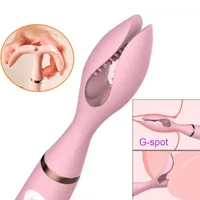 Toys Penis Cock 10 Modes Vibrator Double Clip Vibration Female Masturbation Vaginal Clitoris Stimulator Nipple Massager Sex Toy for Woman Adult