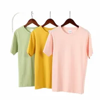 unisex Customization Lolo Round Neck Short Sleeve 40 Thread Combed Pure Cotton T-shirt Clothes Solid Color DIY Printing Women's e6bZ#
