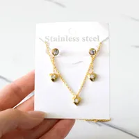 Necklace Earrings Set LUXUKISSKIDS Heart Shape Crystal Fashion Necklaces Droop Sets For Woman Dubai Wedding Jewelry Pendientes Bijoux