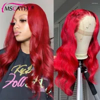 Loose Deep Wave Red Lace Part Wig 13x1 T Colored HD Transparent Brazilian Virgin Human Hair Wigs Preplucked