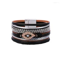 Bangle ORNAPEADIA Bohemian Ethnic Style Eye Accessories Crystal Multi-layer Wide-sided Magnetic Clasp Ladies Bracelet