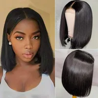 Short Bob Straight Wig Human Hair Wigs 13X1 Transparent Lace Front Brazilian For Black Women 150% Density