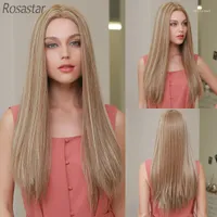 Synthetic Wigs Rosastar High Quallity Long Straight Blonde With Density Heat Resistant For Women Daily Wear On Christmas