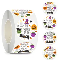 Halloween Stickers Roll Thank You for Business Skull Ghost Pumpkin Round Envelopes Sealing Treat Bags Party Gift Favors Decor 1223181