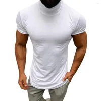 Men's T Shirts Men Casual Spring Summer Solid Color Short Sleeve Turtleneck Blouse Fashion Comfortable Cotton Outdoor Sport