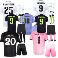 1 Kids Full Kit Benzema Fourth 120th Soccer Jerseys Vini Jr 22 23 Third Football Shirt Camavinga Asensio Modric Courtois Sets Socks 2022