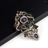 Brooches Sunspicems Vintage Turkish Resin Brooch Pins For Women Retro Gold Color Crystal Bohemia Ethnic Wedding Jewelry Gift