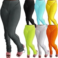 Women's Pants Women's & Capris Overlock Baddie Clothes Mid Waist Patchwork Stacked Women Lounge Sportswear Street Style Skinny Trousers