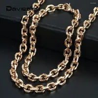 Necklace Earrings Set 7mm Womens Bracelet Sets 585 Rose Gold Color Rolo Cable Link Chain Jewelry For Women Party Wedding Gifts LCS17