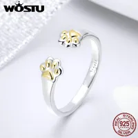 Cluster Rings WOSTU 2022 925 Sterling Silver Cat Dog Finger For Women Party Birthday Lovely Original Jewelry Gift FIR430
