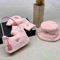 Designer- Women Winter Mini Bag Terry Fabric Luxury Woman Girl Underarm Scarf Hat Three-piece Womens Wallet