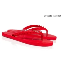 Red-Bottoms Christians Fashion Men's Flat shoes slipper red-soles rubber designs Summer Men Beach Slides Flip Flop leather spikes red iTV