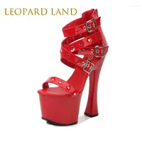 Sandals Leopard Land 1097 Series 17.5 cm Heel 7.5 Platform Platfor