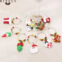 Party Hats BIT.FLY 12PCs Set Christmas Home Party Wine Glass Charms Noel New Year Festival Supplies Party Decorations Celebration T220929