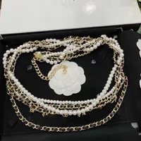 2020 Brand Fashion For Women Vintage Multipl Chain Long Gold Color White Pearls Necklace Belt Party Fine Jewelry319I