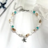 New Conch Mizhu Yoga Foot Chain Bracelet Beach Starfish Pendant Shell Crystal Bead Foot Jewelry WL761219n