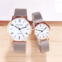 Wristwatches Fashion Lover's Watch Couples Watches Unisex Mesh Strap Women's Quartz Wristwatch Men Designer With NumbersWristwatches