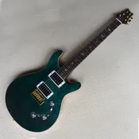Factory Custom Dark Green Electric Guitar with Gold Hardware Rosewood Fretboard Flame Maple Veneer Can be Customized