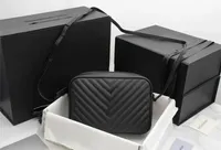 Top Designer V wave camera bags calf leather black shoulder bags luxury letter cross hardware cross body bags Tassel zipper handbags purse