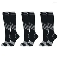 Sports Socks 3Pairs Men Woman Compression Nylon Nursing Stockings Specializes Outdoor Cycling