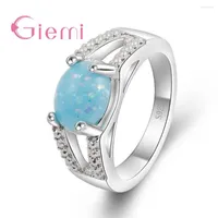Wedding Rings Paved Micro Opal Prong Setting Bijoux 925 Sterling Silver Women Engagement Finger Jewelry Top Sale